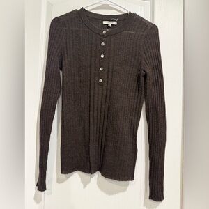 Madewell Chocolate Knit Henley Sweater